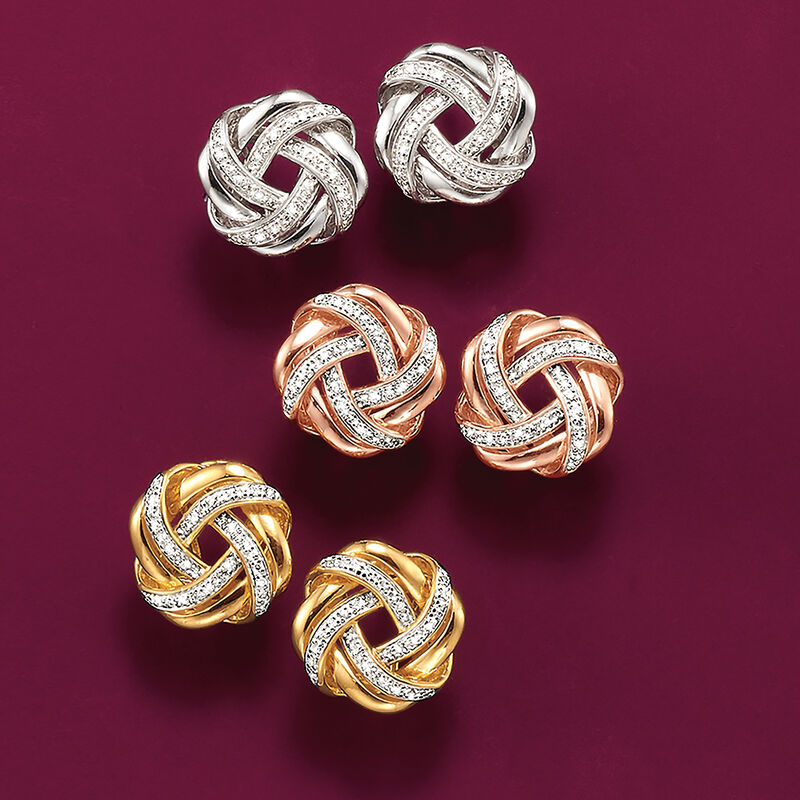 .20 ct. t.w. Diamond Love Knot Earrings in Sterling Silver image number 3