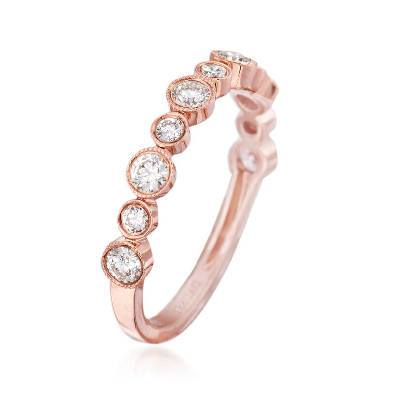 Henri Daussi .55 ct. t.w. Diamond Wedding Ring in 14kt Rose Gold image number 2