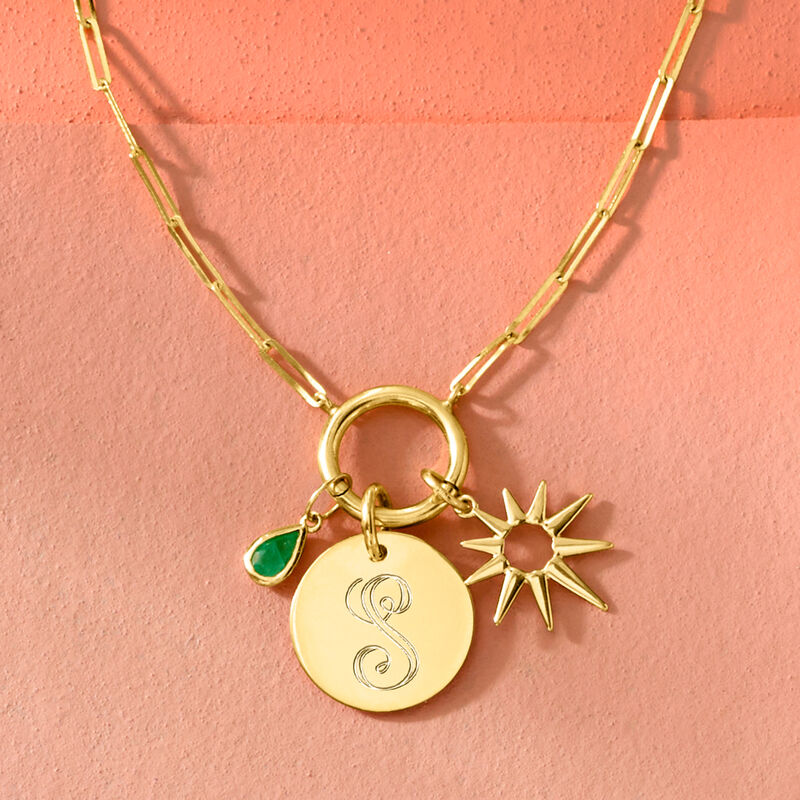 Pear-Shaped Birthstone Charm in 14kt Yellow Gold image number 3