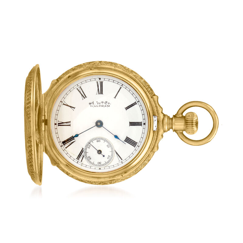 C. 1896 Vintage Waltham 14kt Yellow Gold Pocket Watch Necklace image number 2