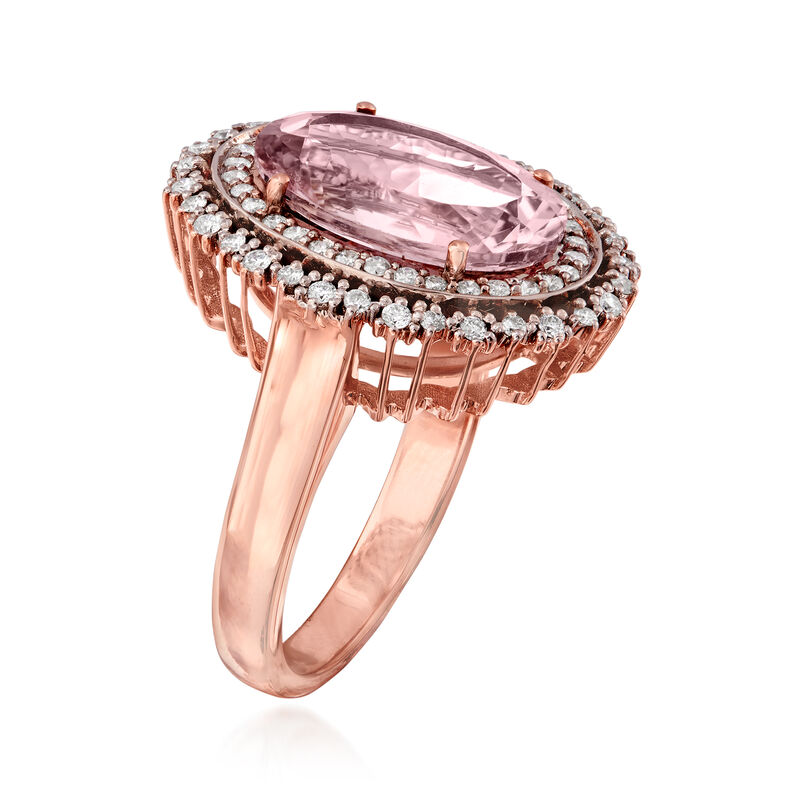4.80 Carat Morganite and .43 ct. t.w. Diamond Ring in 14kt Rose Gold. Size 7 image number 2