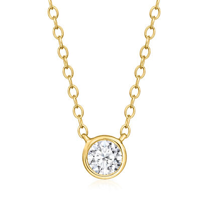 .25 Carat Bezel-Set Lab-Grown Diamond Solitaire Necklace in 18kt Gold Over Sterling