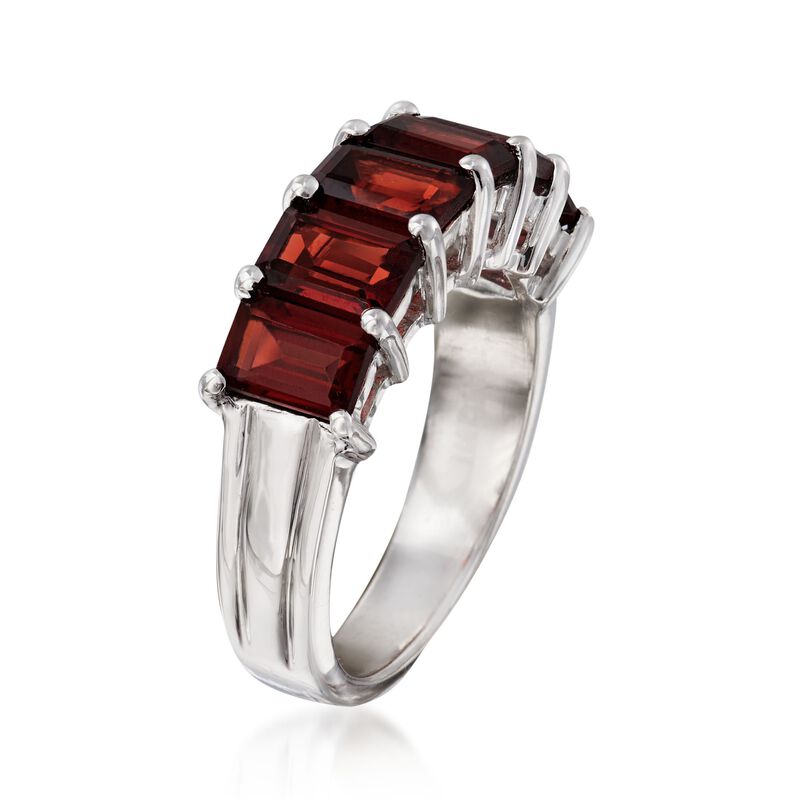 4.50 ct. t.w. Emerald-Cut Garnet Ring in Sterling Silver image number 2