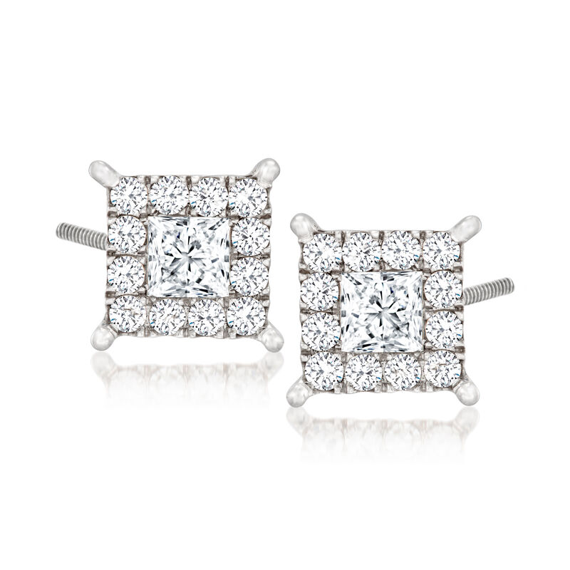 1.00 ct. t.w. Diamond Square Cluster Earrings in 14kt White Gold image number 0