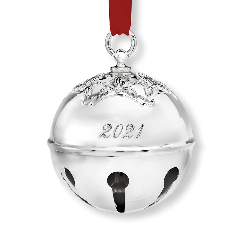 Reed & Barton 2021 Silverplate Holly Bell Ornament - 46th Edition image number 1