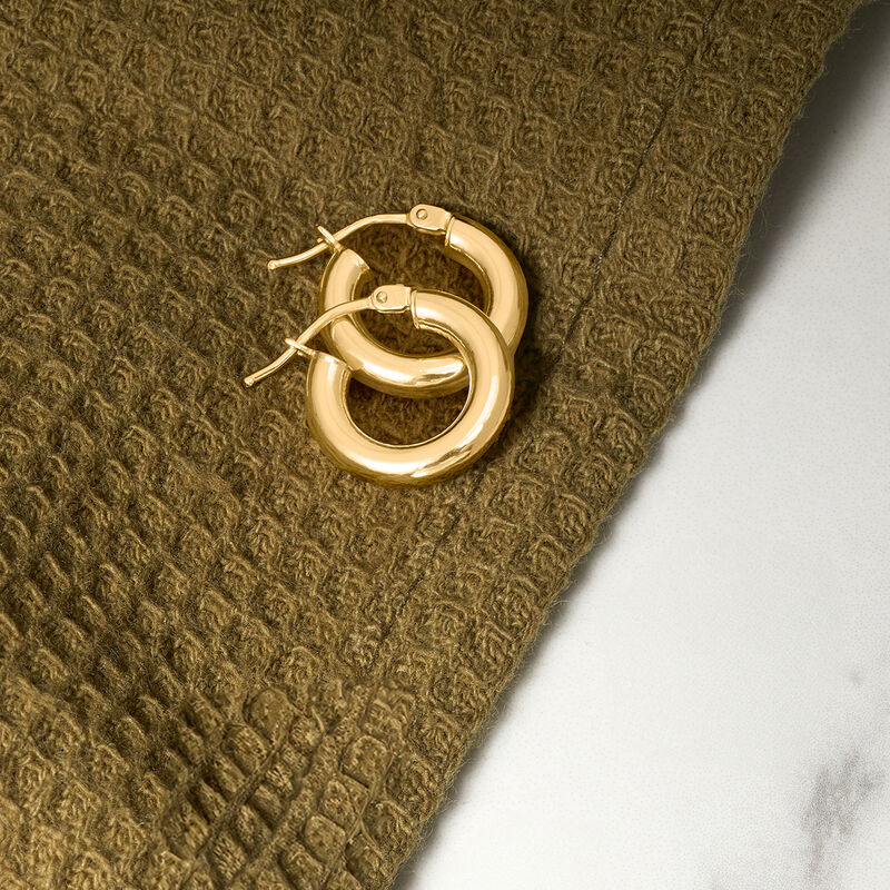 Italian 10kt Yellow Gold Huggie Hoop Earrings. 1/2&quot; image number 2