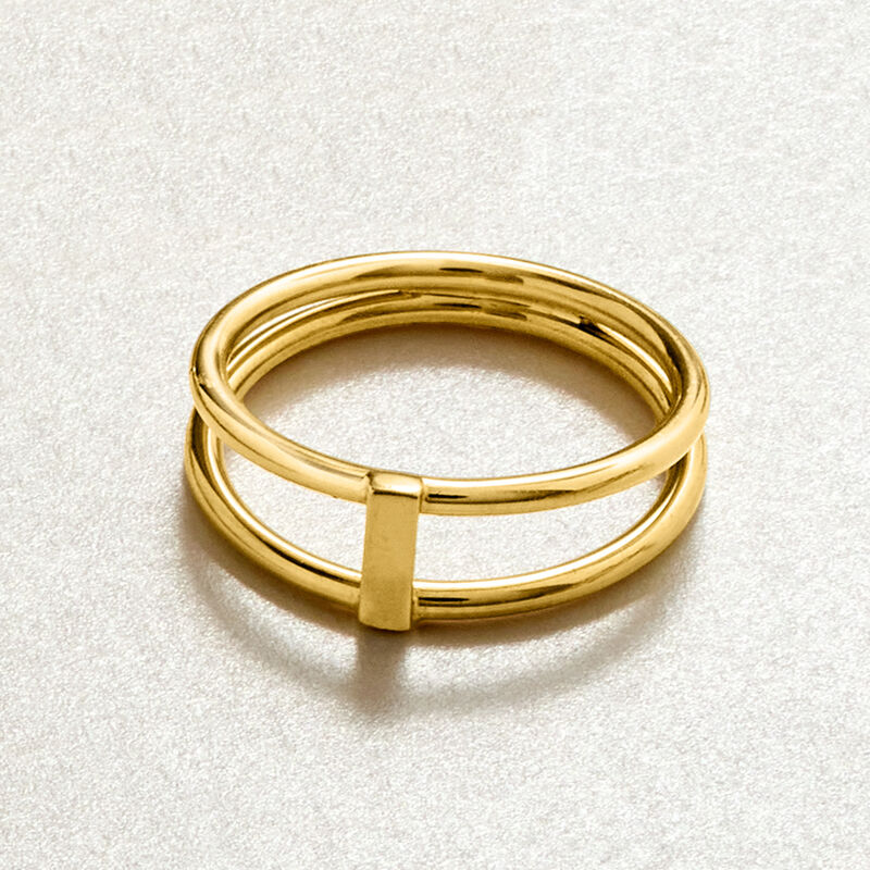 Italian 10kt Yellow Gold Open-Space Bar Ring image number 3