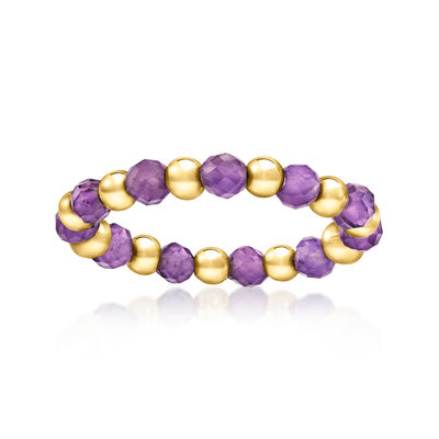 .80 ct. t.w. Amethyst Bead Stretch Ring with 14kt Yellow Gold