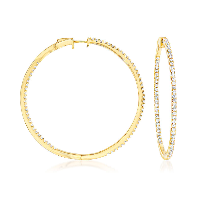 2.00 ct. t.w. Diamond Inside-Outside Hoop Earrings in 18kt Gold Over Sterling. 1 7/8&quot; image number 0