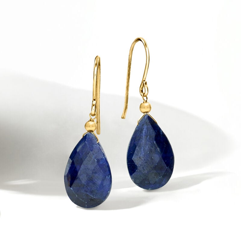 10.00 ct. t.w. Sapphire Drop Earrings in 10kt Yellow Gold  image number 3