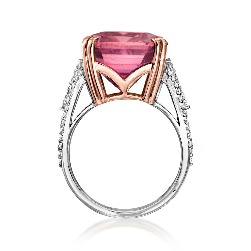 12.00 Carat Pink Tourmaline Ring with .47 ct. t.w. Diamonds in 18kt Two-Tone Gold image number 3