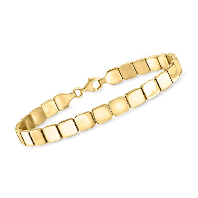 14kt Yellow Gold Square Box-Link Bracelet