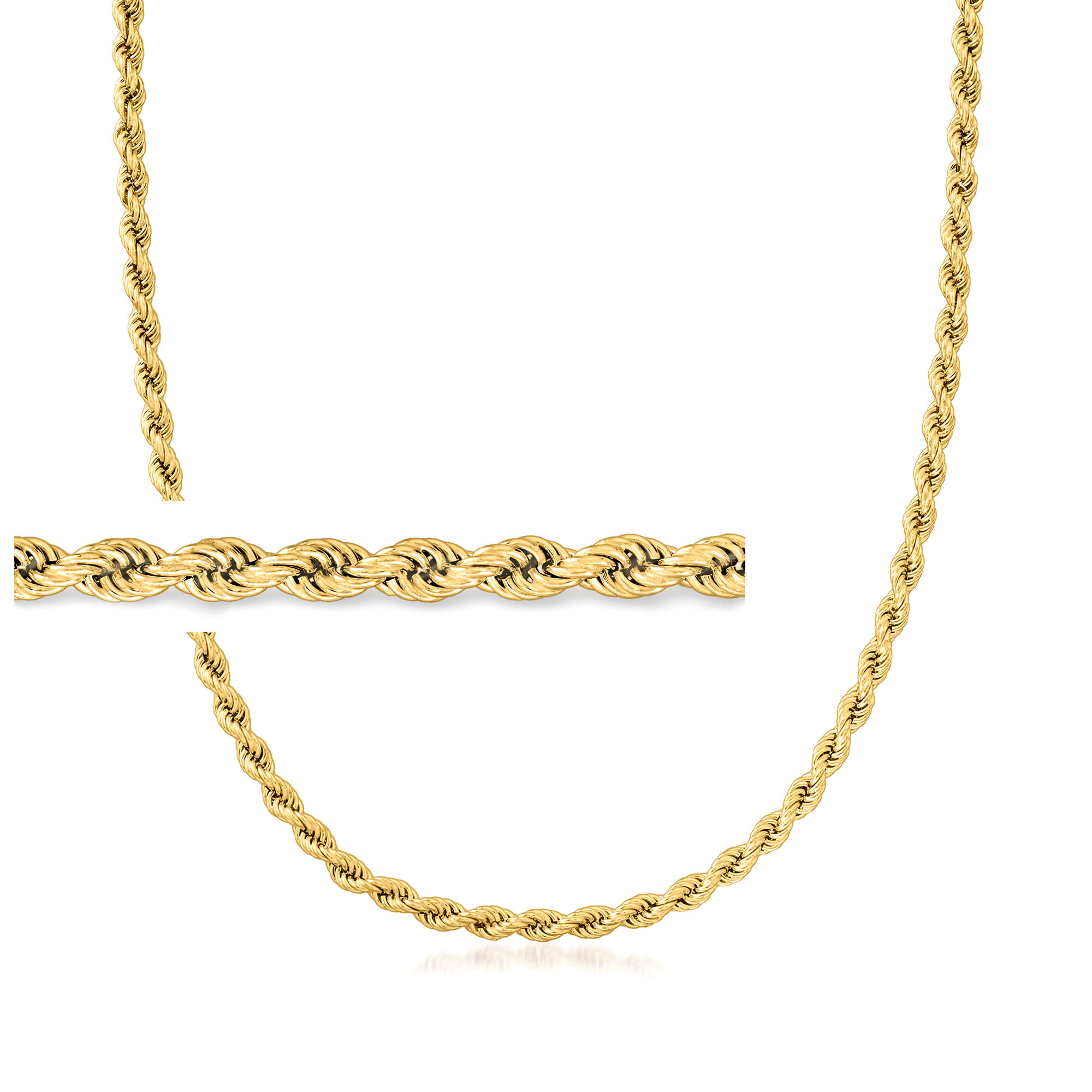 4mm 18kt Gold Over Sterling Rope-Chain Necklace | Ross Simons