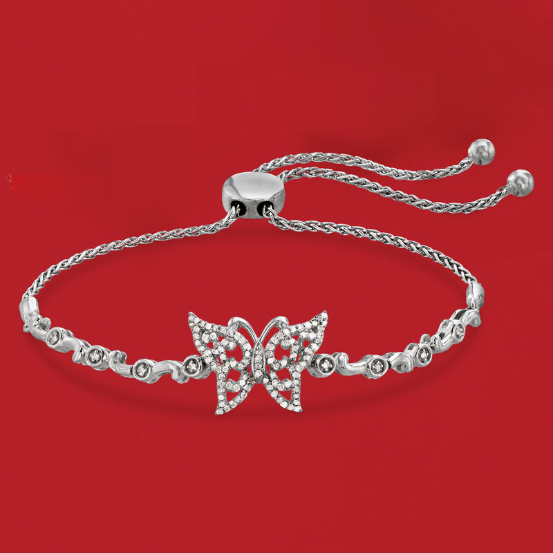 .30 ct. t.w. Diamond Butterfly Bolo Bracelet in Sterling Silver  image number 3
