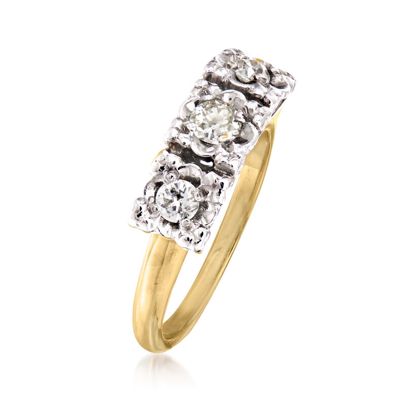 C. 1950 Vintage .35 ct. t.w. Diamond Ring in 14kt Two-Tone Gold image number 2