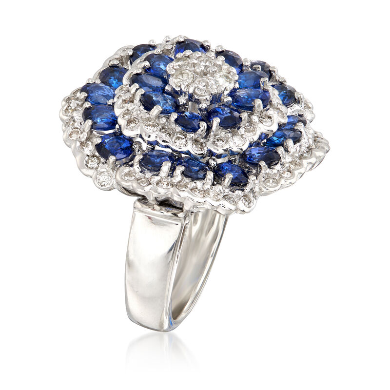 C. 2000 Vintage 5.50 ct. t.w. Sapphire and 1.00 ct. t.w. Diamond Cluster Ring in Platinum. Size 6 image number 2