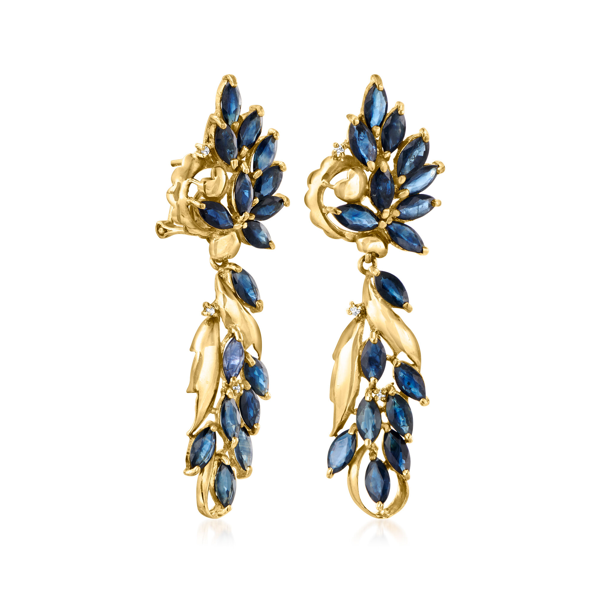 C. 1980 Vintage 6.15 ct. t.w. Sapphire Cluster Drop Earrings