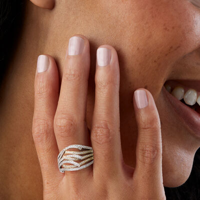 C. 1990 Vintage 1.25 ct. t.w. Diamond Highway Ring in 14kt Two-Tone Gold