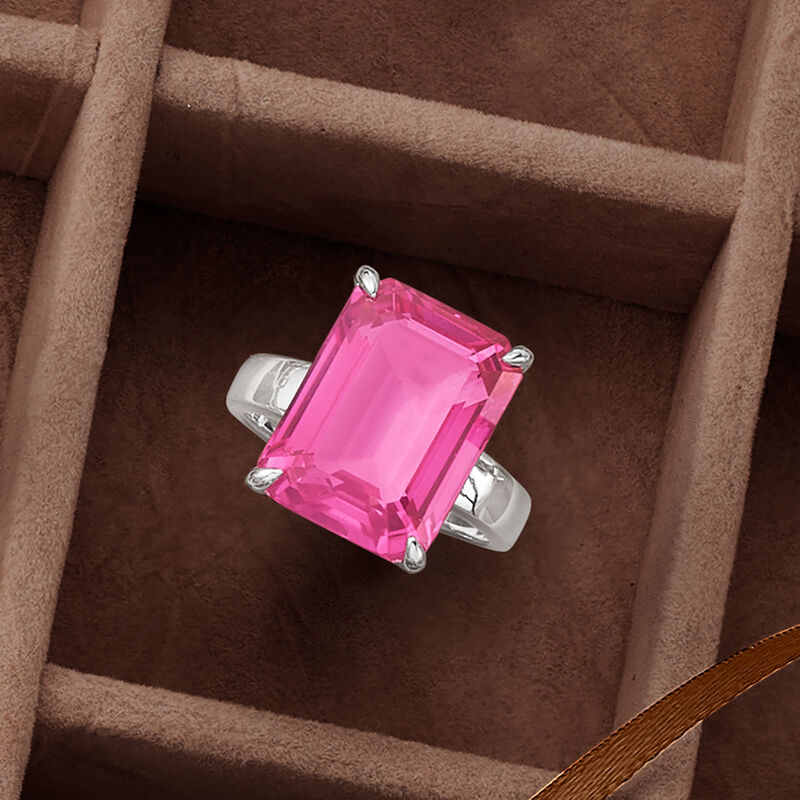 12.00 Carat Pink Topaz Ring in Sterling Silver image number 4