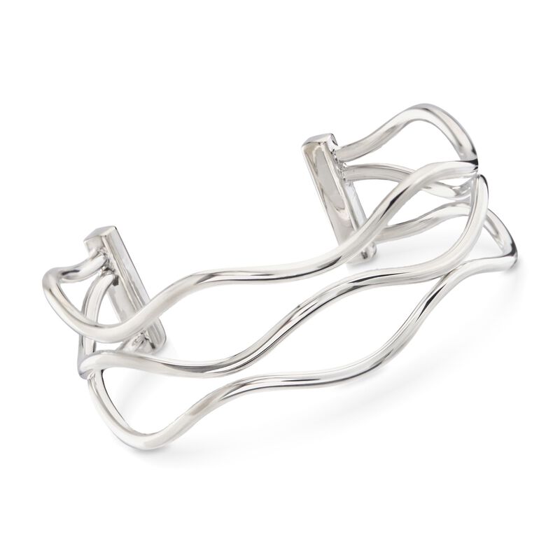 Zina Sterling Silver &quot;Wired&quot; Wavy Cuff Bracelet. 7&quot; image number 0