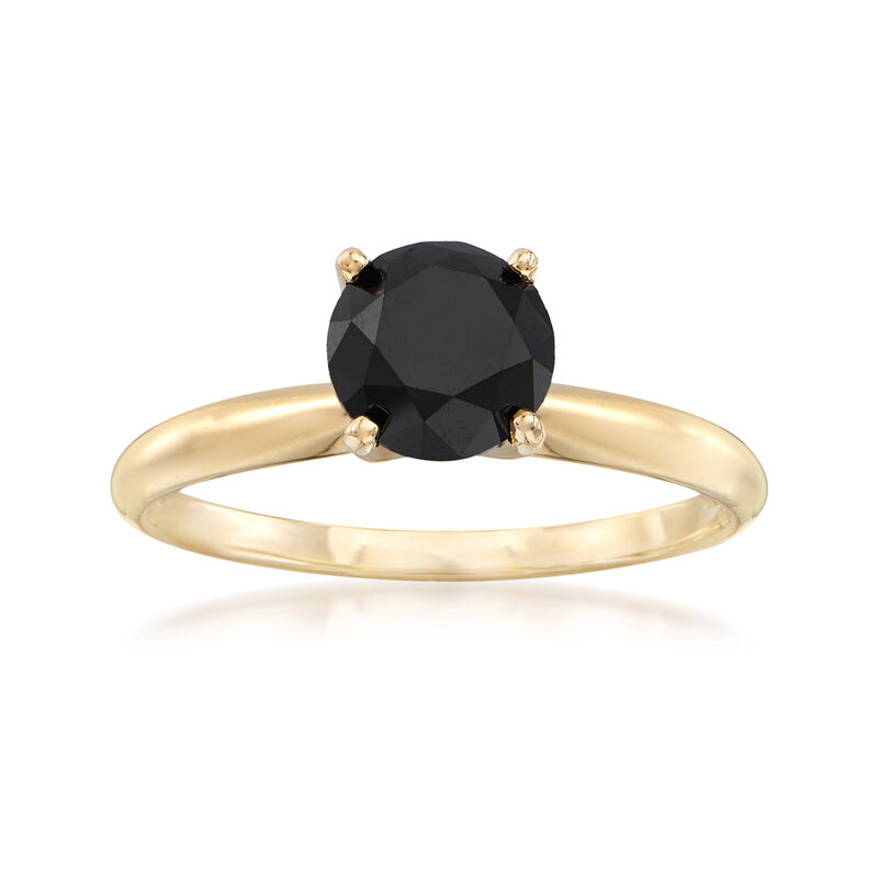1.50 Carat Black Diamond Solitaire Ring in 14kt Yellow Gold image number 0