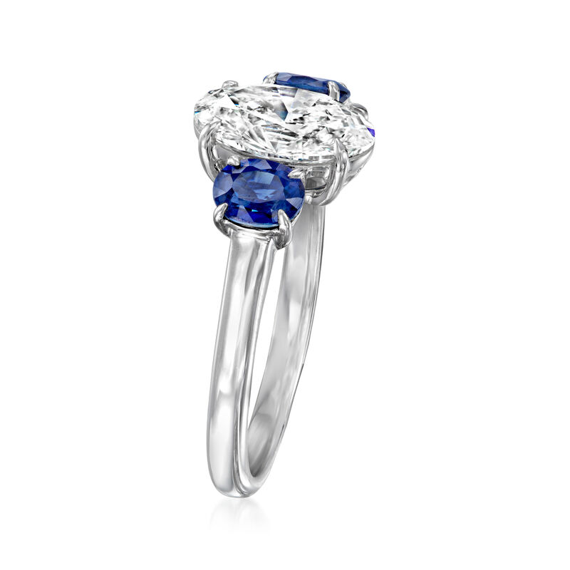 2.00 Carat Lab-Grown Diamond Ring with 1.00 ct. t.w. Sapphires in 14kt White Gold image number 2