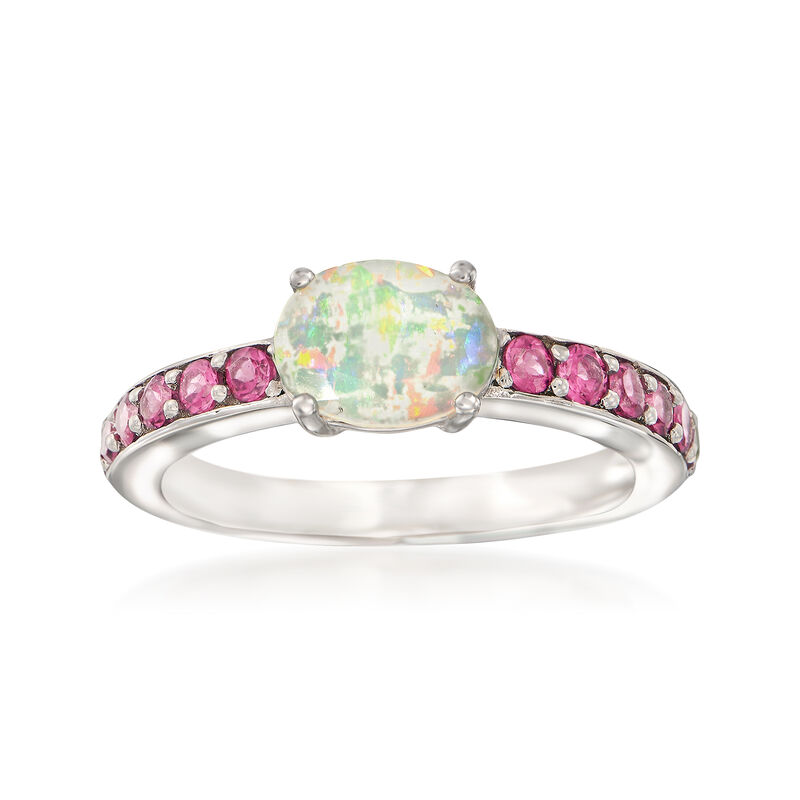 Ethiopian Opal and .70 ct. t.w. Rhodolite Ring in Sterling Silver image number 0