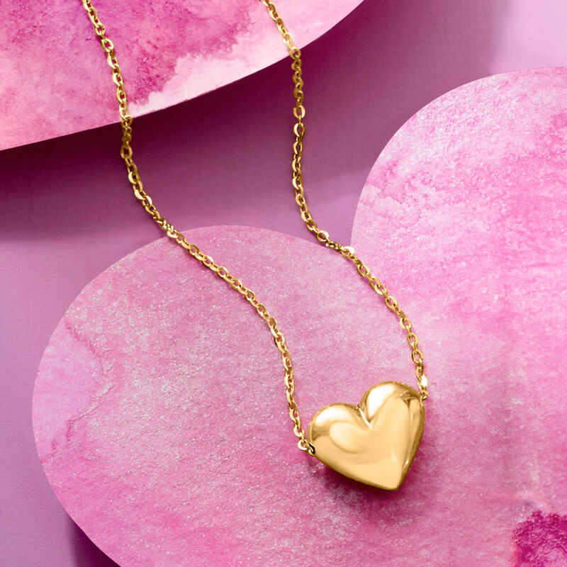 14kt Yellow Gold Heart Necklace. 18&quot; image number 2