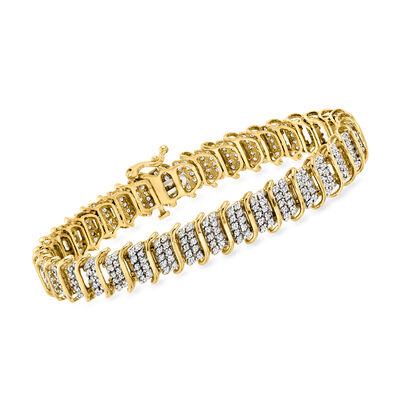 C. 1980 Vintage 3.00 ct. t.w. Diamond S-Link Bracelet in 10kt Yellow Gold