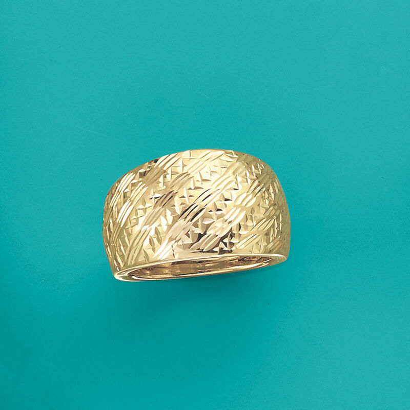 Italian 14kt Yellow Gold Diagonal Diamond-Cut Ring image number 3