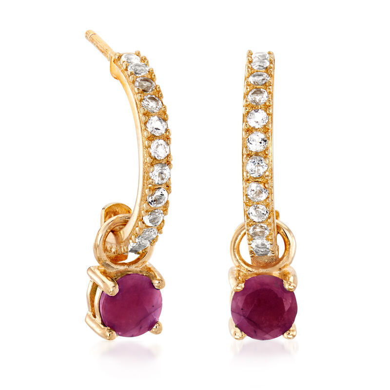 Interchangeable Jewelry Set: Multi-Gem Drop Earrings in 18kt Gold Over Sterling image number 4