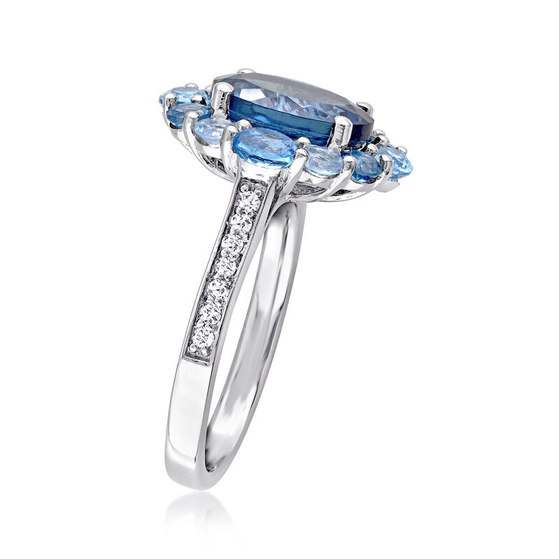 5.10 ct. t.w. Tonal Blue Topaz Ring with .10 ct. t.w. White Topaz in Sterling Silver image number 1