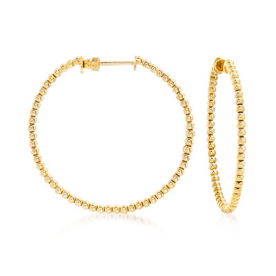 Gabriel Designs 14kt Yellow Gold Beaded Hoop Earrings