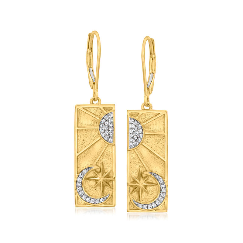 .15 ct. t.w. Diamond Sun and Moon Drop Earrings in 18kt Gold Over Sterling image number 0