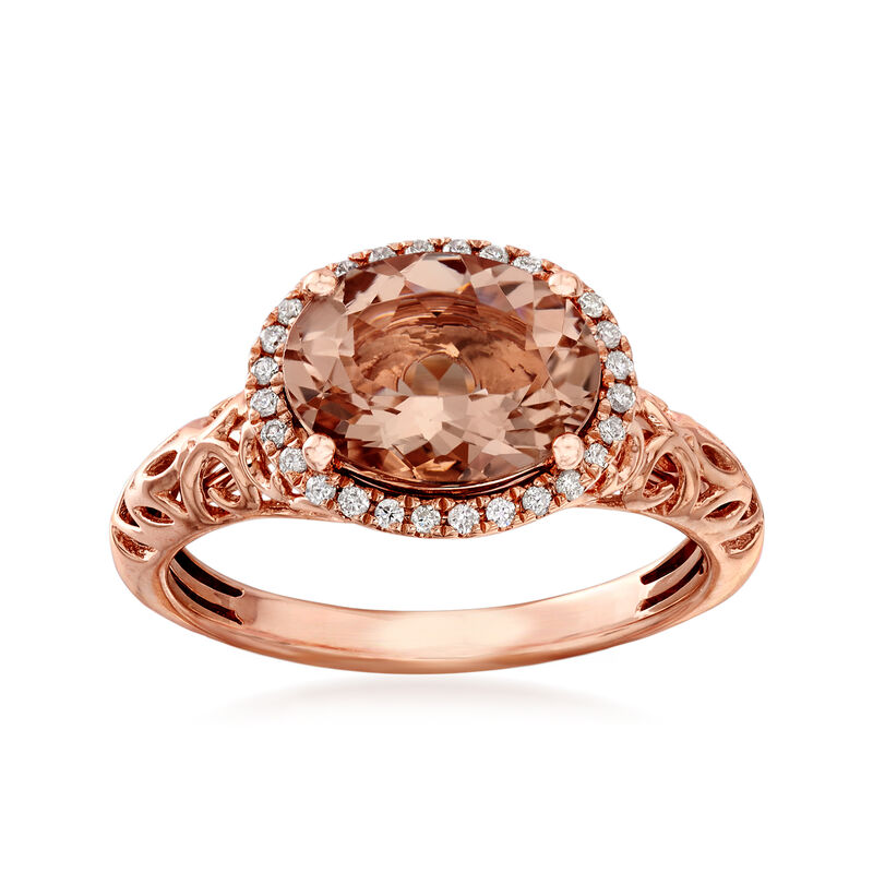 2.00 Carat Morganite and .10 ct. t.w. Diamond Ring in 14kt Rose Gold image number 0