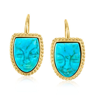 Italian Tagliamonte Blue Magnesite Mask Drop Earrings in 18kt Gold Over Sterling