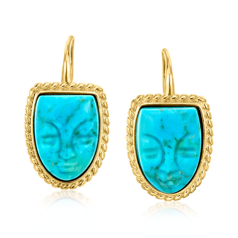Italian Tagliamonte Blue Magnesite Mask Drop Earrings in 18kt Gold Over Sterling  image number 0