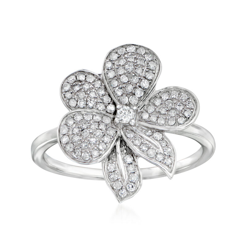 .35 ct. t.w. Diamond Flower Ring in 14kt White Gold image number 0