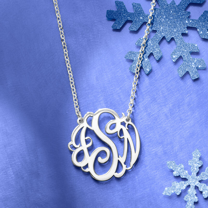 Sterling Silver Personalized Monogram Necklace image number 4