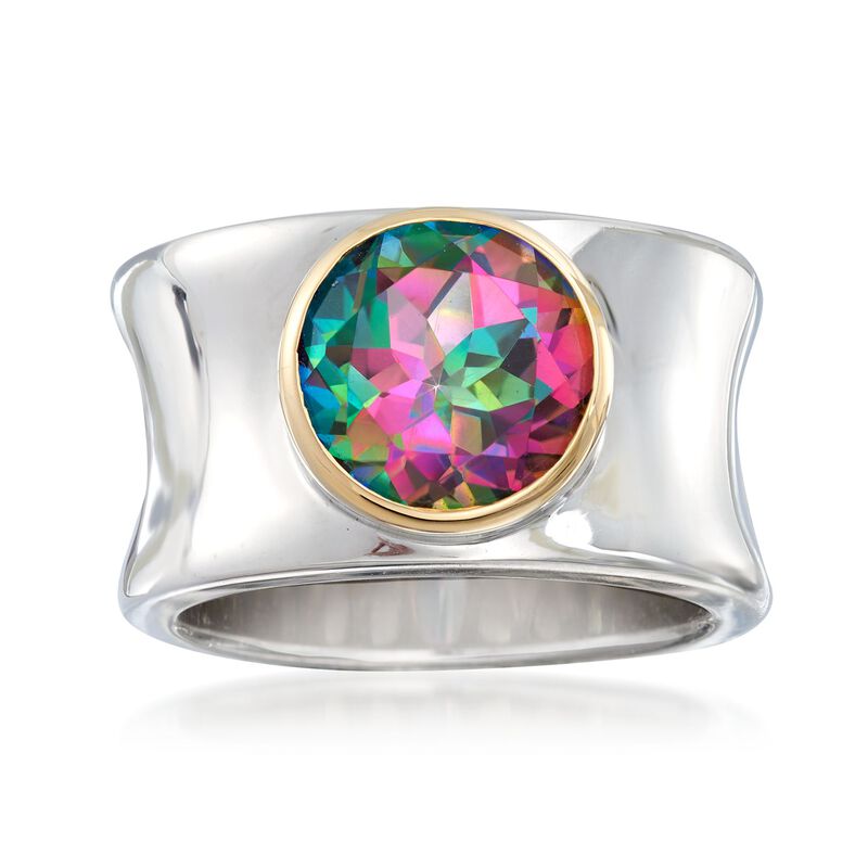 3.60 Carat Mystic Quartz Ring with 14kt Yellow Gold in Sterling Silver image number 0