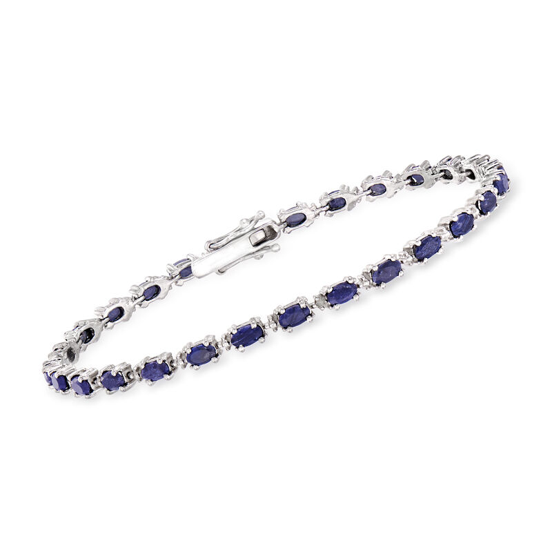 8.40 ct. t.w. Sapphire Bracelet with Diamonds in Sterling Silver image number 0