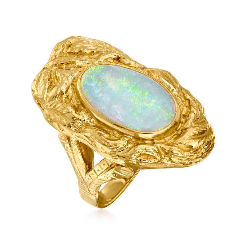 C. 1970 Vintage Opal Ring in 14kt Yellow Gold. Size 6.5 image number 2