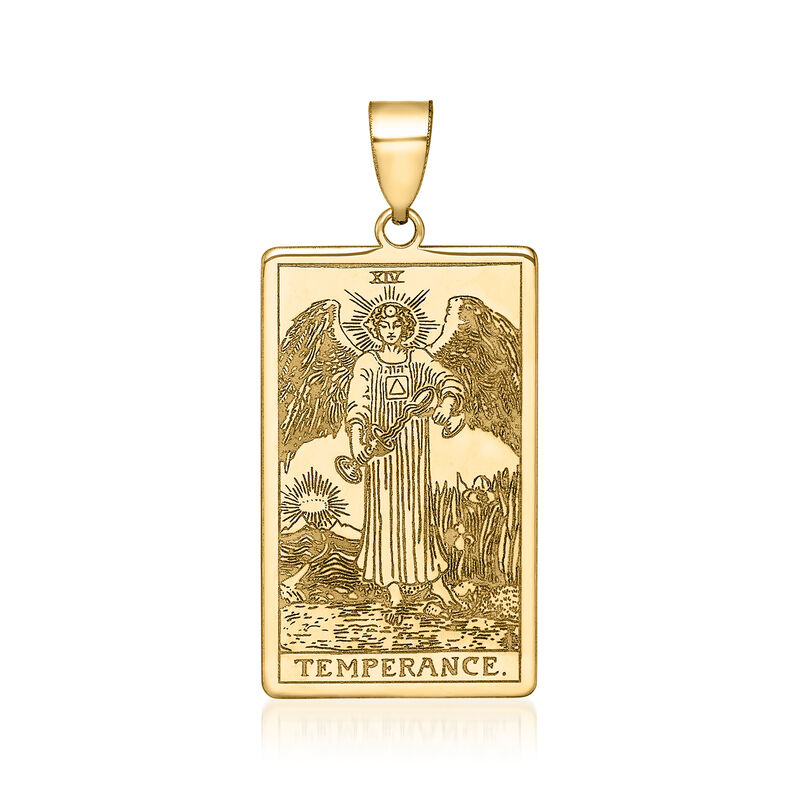 "Temperance" - 14kt Yellow Gold Tarot Card Pendant image number 0