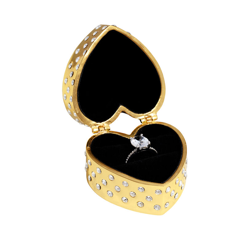 Crystamas "Forever Love" Crystal Goldtone Heart-Shaped Ring Box image number 0