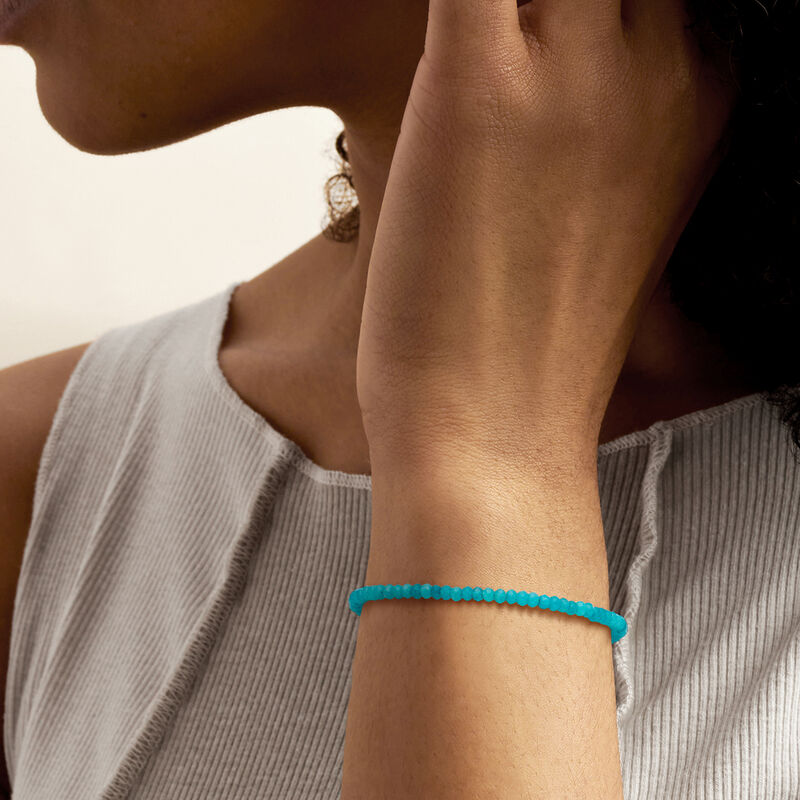 11.00 ct. t.w. Blue Apatite Bead Bracelet in 18kt Gold Over Sterling image number 1