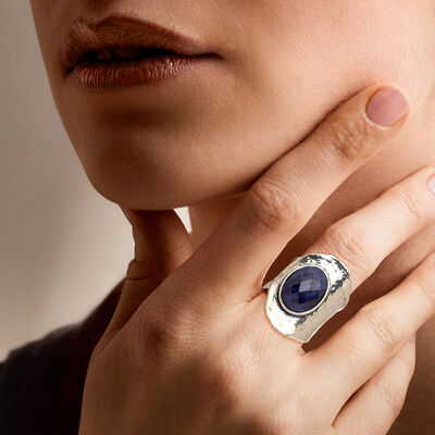 6.25 Carat Sapphire Ring in Sterling Silver