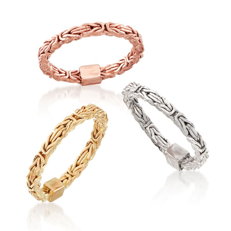 14kt Tri-Colored Gold Jewelry Set: Three Byzantine Rings. Size 5 image number 3