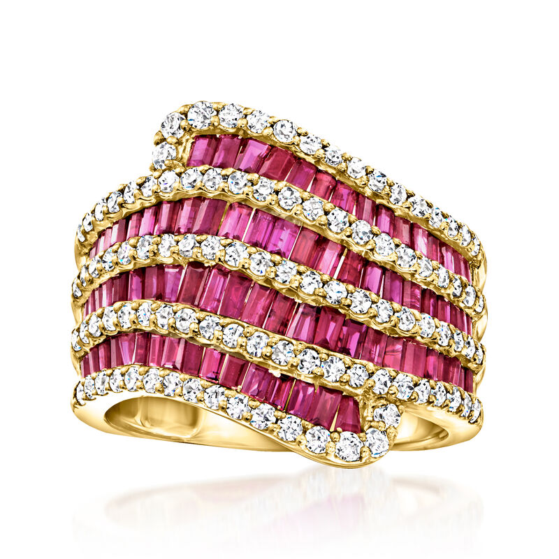 2.30 ct. t.w. Ruby and .85 ct. t.w. Diamond Ring in 14kt Yellow Gold. Size 6 image number 0