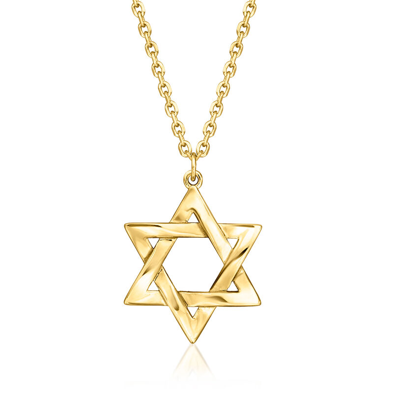 18kt Gold Over Sterling Silver Star of David Necklace. 16"
