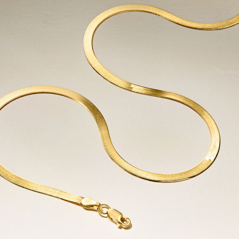 3mm 14kt Yellow Gold Herringbone Necklace image number 4